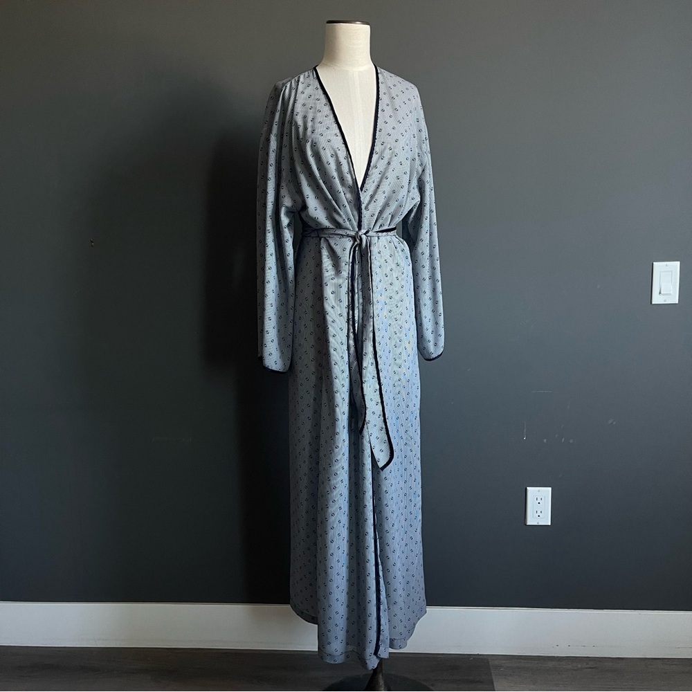 Valentino Studio Vintage Stripe Robe Belted Lounge Coat Nautical Print Resort